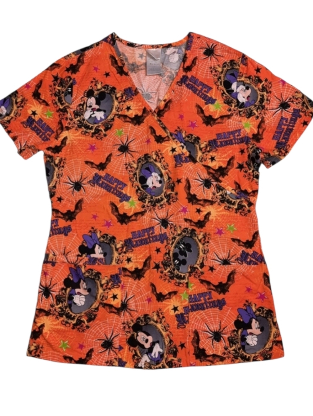 Disney Mickey & Minnie Halloween Theme Scrub Top SZ XS